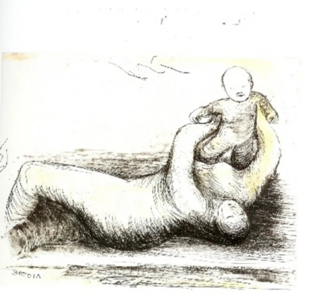 Ets En Aquatint Moore - Mothe & Child XII