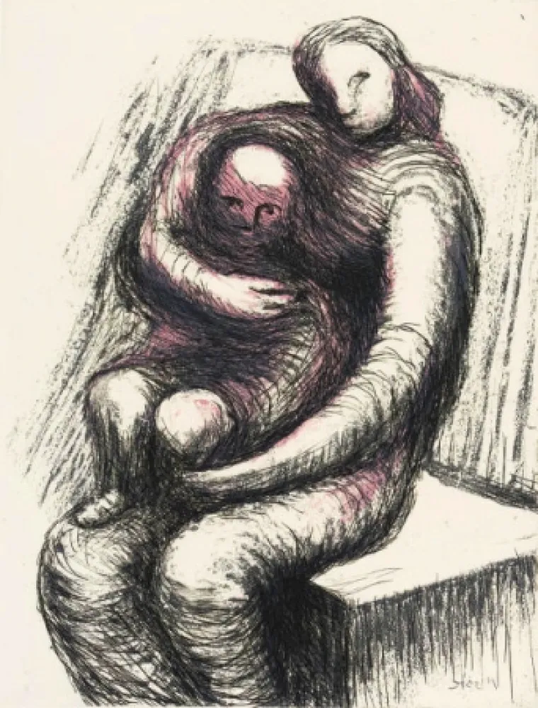 Ets En Aquatint Moore - Mother and Child XI