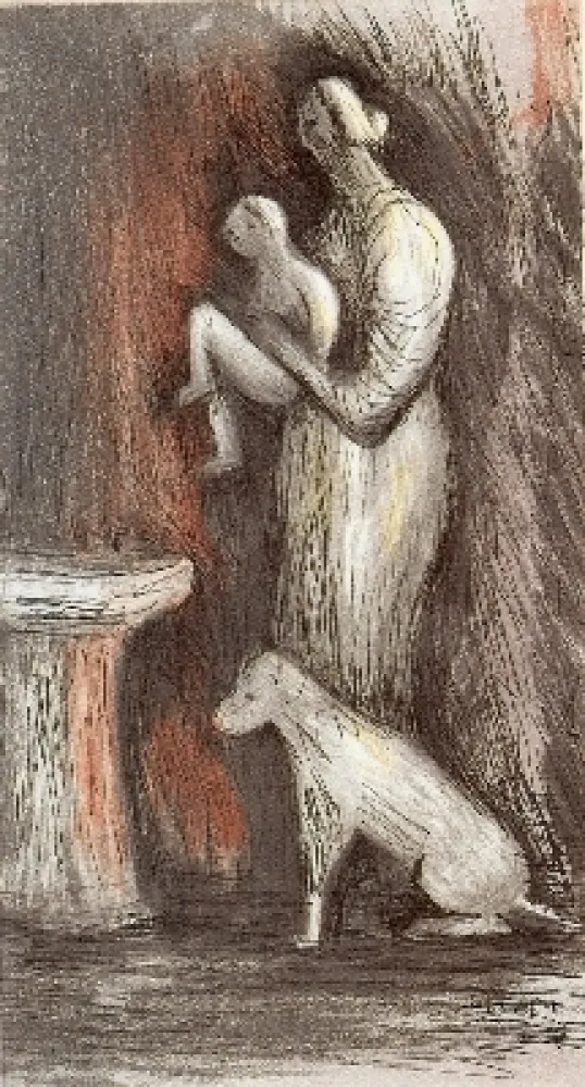 Ets En Aquatint Moore - Mother and Child XXIII