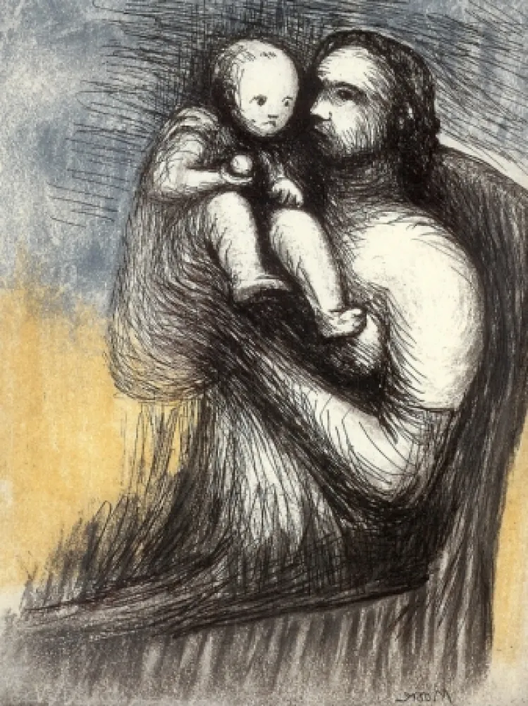 Ets En Aquatint Moore - Mother and Child XXV