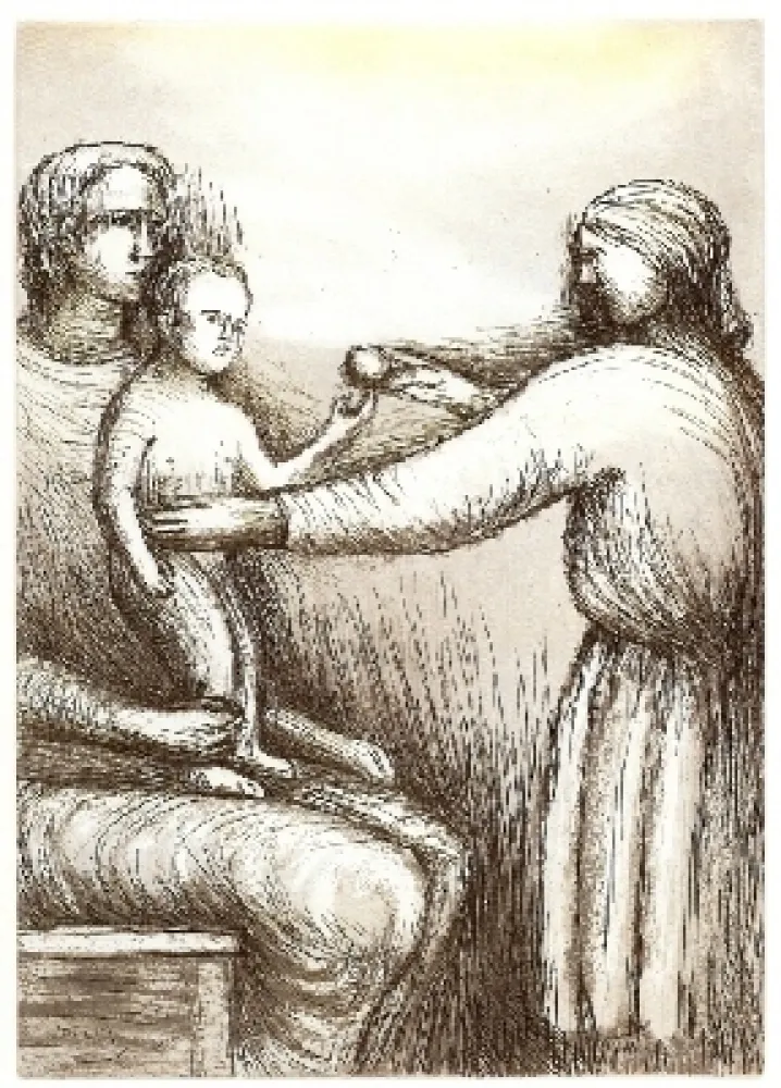 Ets En Aquatint Moore - Mother & Child XXI