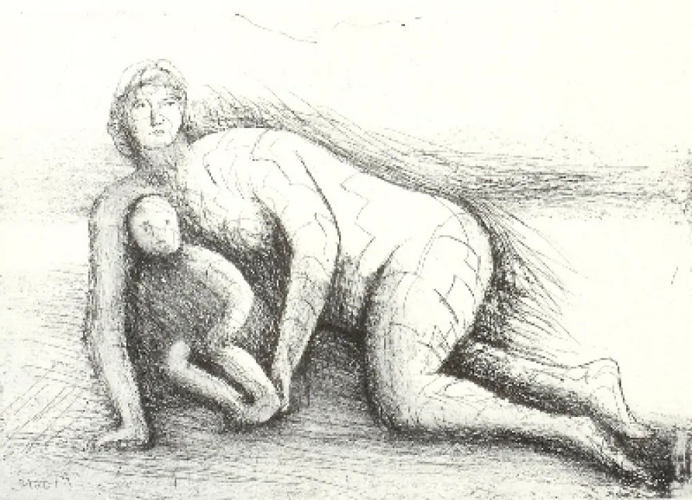 Ets En Aquatint Moore - Mother & Child XXIV