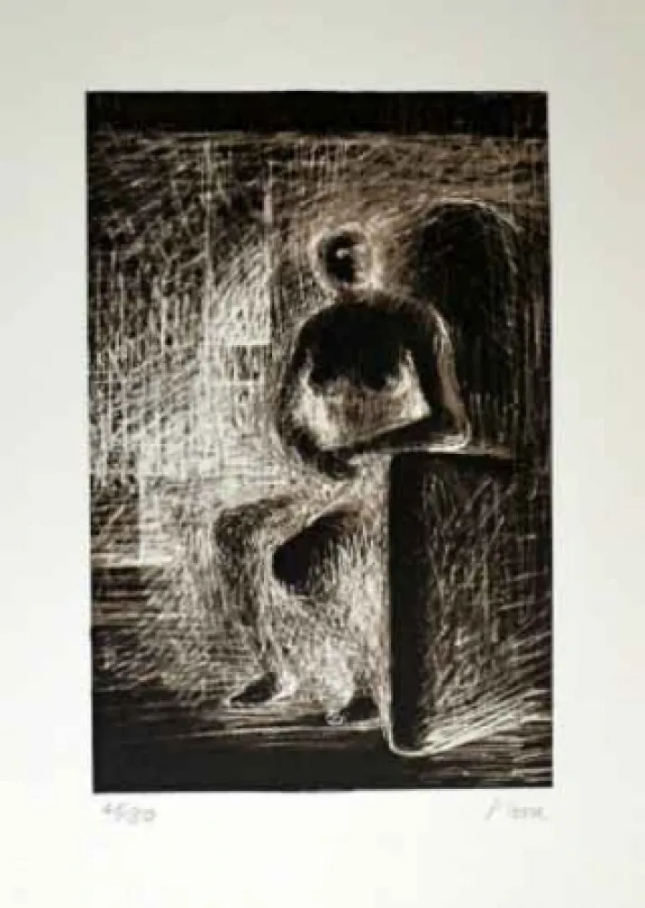 Lithografie Moore - SEATED FIGURE IV REVERSE LIGHTING