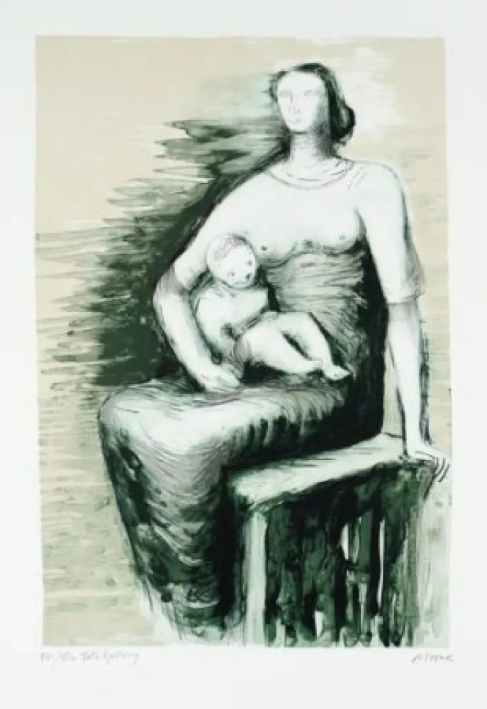 Lithografie Moore - Seated Mother & Child