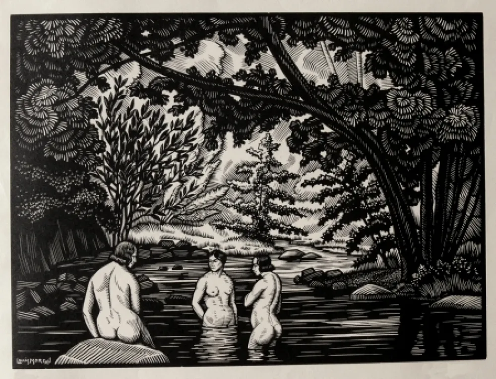Houtsnede Moreau - LES BAIGNEUSES / BATHERS - Gravure s/bois / Woodcut - 1912