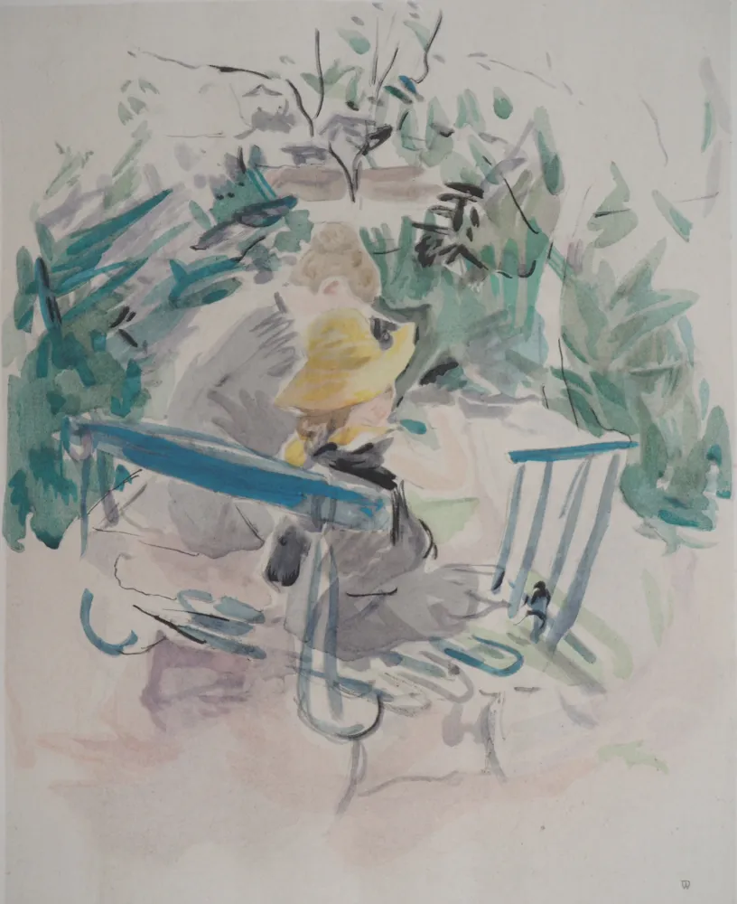 Lithografie Morisot - Famille sur un banc