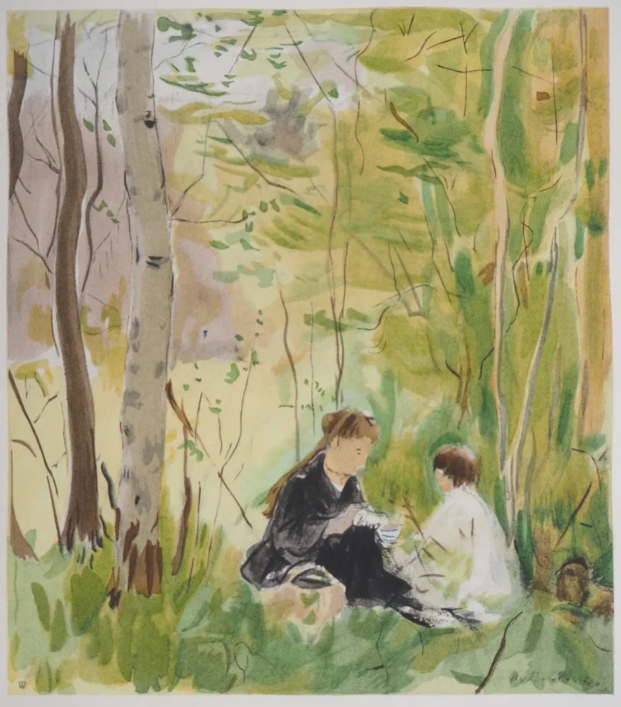 Lithografie Morisot - Le goûter en forêt