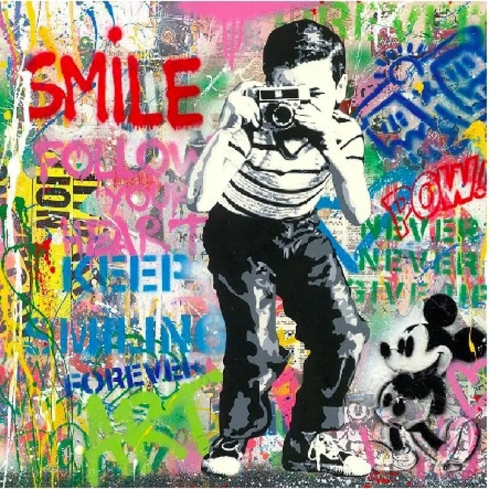 Zeefdruk Mr Brainwash - Smile, 2020 