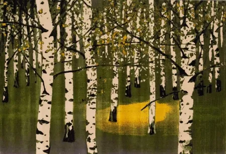 Lithografie Muller - Birkenwald IV