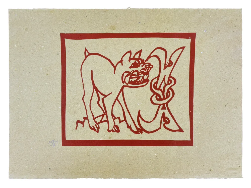 Houtsnede Müller - CERBÈRE