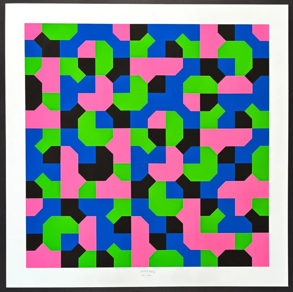 Zeefdruk Munari - Bruno Munari (1907–1998) – Peano Curves – Screen print on Fabriano paper – 1991