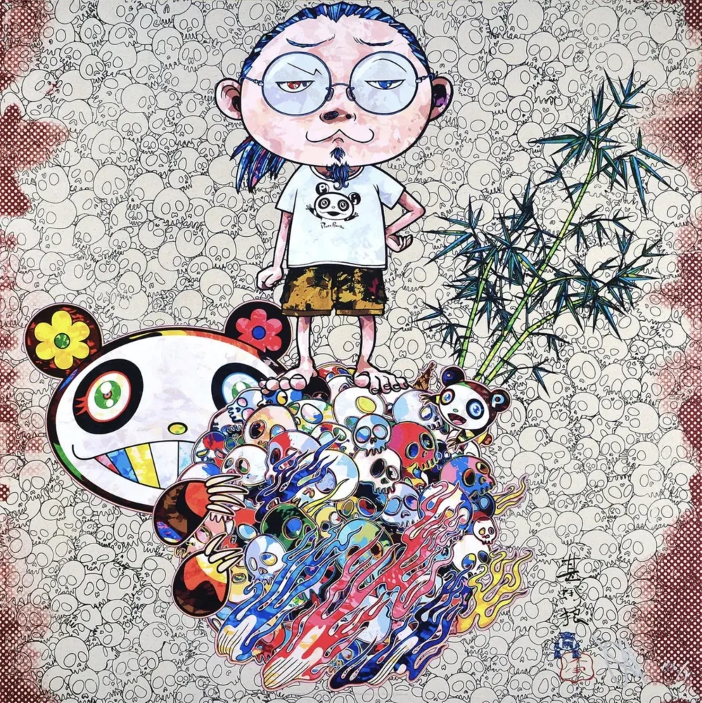 Lithografie Murakami - Panda family and me