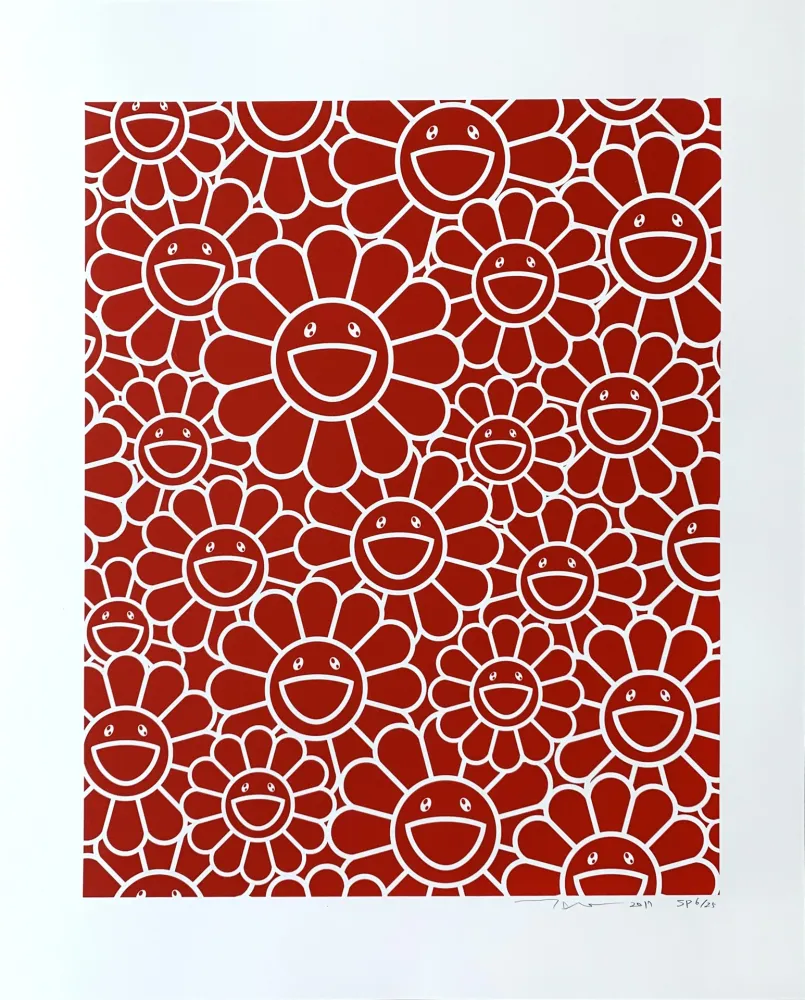Zeefdruk Murakami - Red Flowers