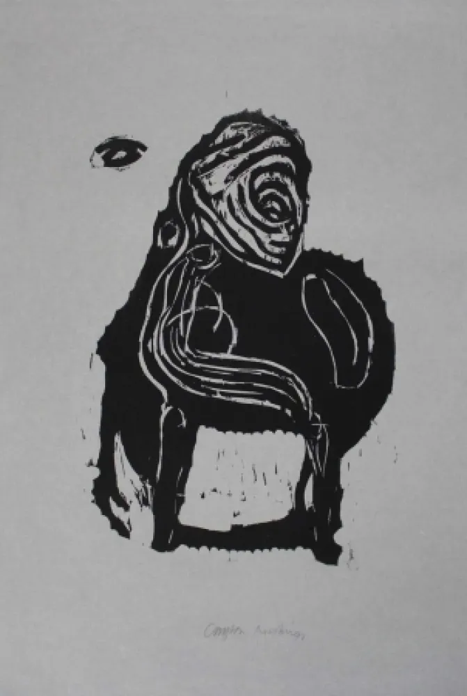 Houtsnede Nicolai - Im Inneren frisst das Helle das Dunkle I