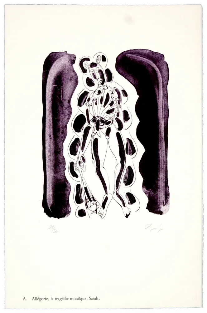 Lithografie Nørgaard - A. Allégorie, la tragédie mosaïque, Sarah