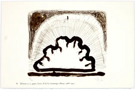 Lithografie Nørgaard - B. Elément x y z, gypse, feutre, fil de fer, hommage à Beuys, 1966 - 1990