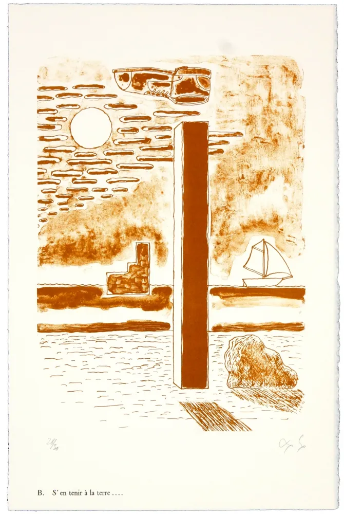 Lithografie Nørgaard - B. S'en tenir à la terre.