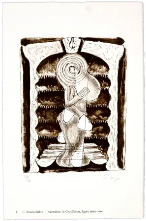Lithografie Nørgaard - C. L'Annonciation, l'Adoration, la Crucifixion, figure mort-vive