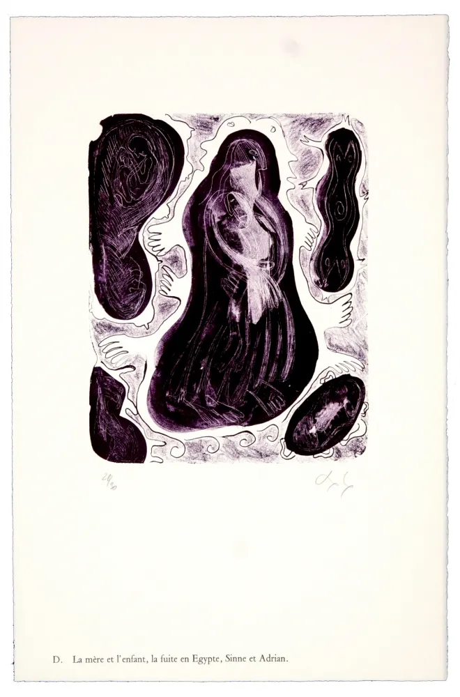 Lithografie Nørgaard - D. La mère et l'enfant, la fuite en Egypte, Sinne et Adrian