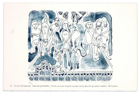 Lithografie Nørgaard - D. Le jour du jugement - harmonia prêstrabilita - Un fou en trouve toujours un autre encore plus fouqui puisse l'admirer. Oh Cepetto