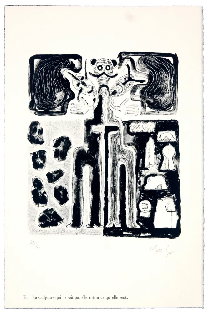 Lithografie Nørgaard - E. La sculpture qui ne sait pas elle-même ce qu'elle veut