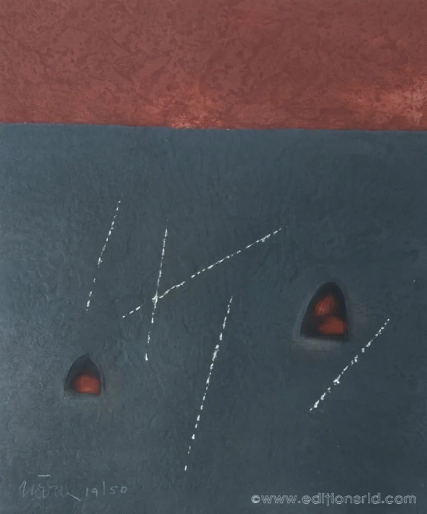 Gravure Nóvoa - CARRÉ NOIR & ROUGE 