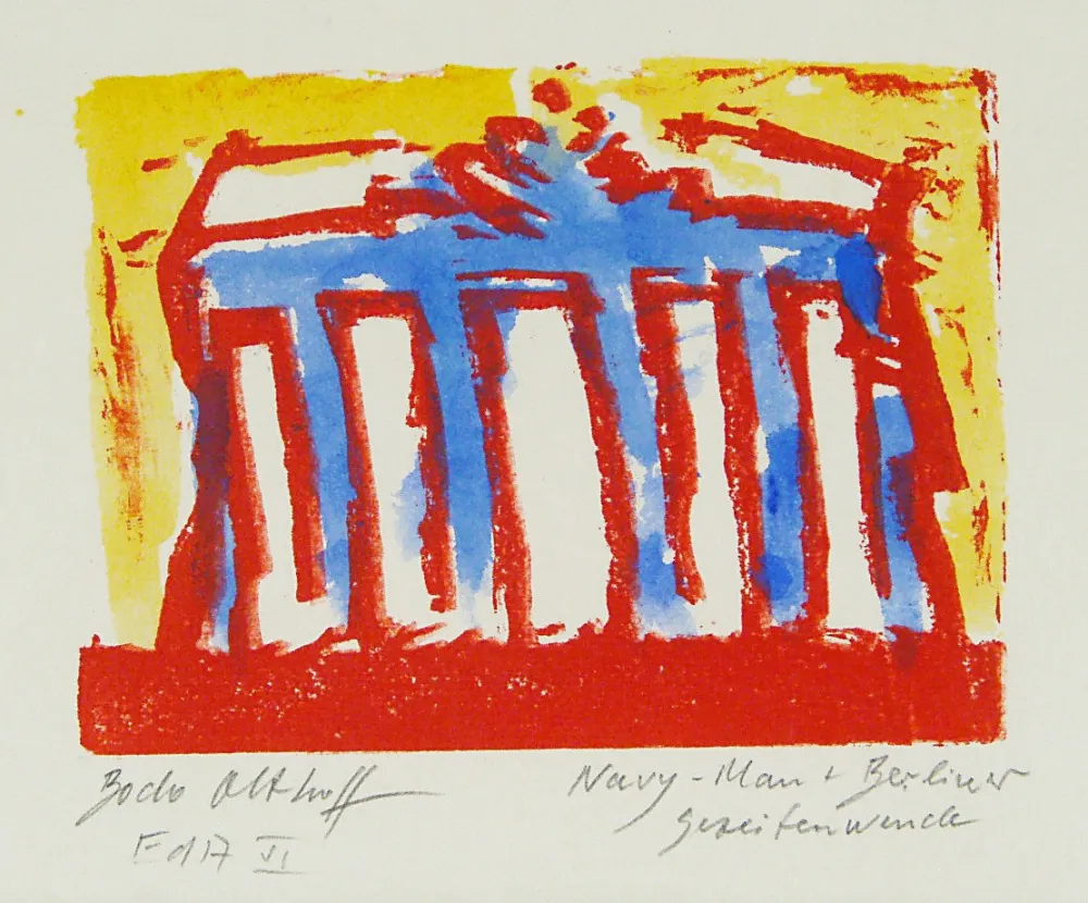 Houtsnede Olthoff - Navy-Man + Berliner Gezeitenwende (Navy-Man + Berlin tidal shift)