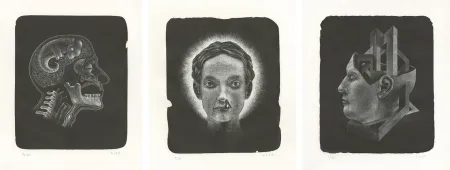 Lithografie Ott - Die Heilige (La sainte) - Triptyque