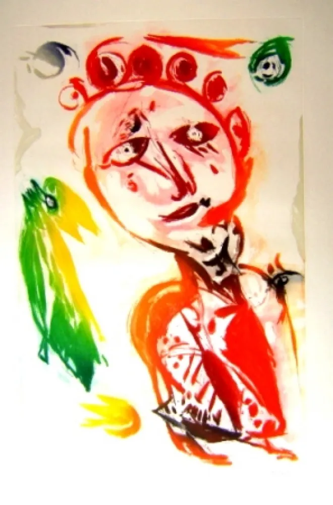 Aquatint Pedersen - La fille et l'oiseau