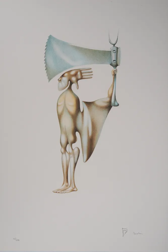 Lithografie Pérahim - L'Alphabet Hébreu : Guerrier à la hache