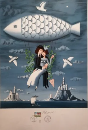 Lithografie Peynet - La Saint Valentin - Le Poisson