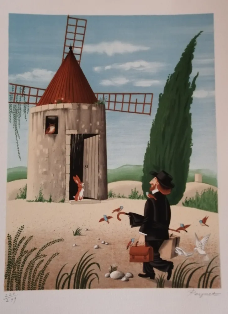 Lithografie Peynet - Le Moulin de Daudet