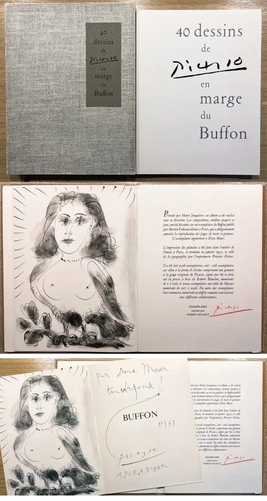 Geïllustreerd Boek Picasso - 40 DESSINS DE PICASSO EN MARGE DU BUFFON. Exemplaire signé par Picasso