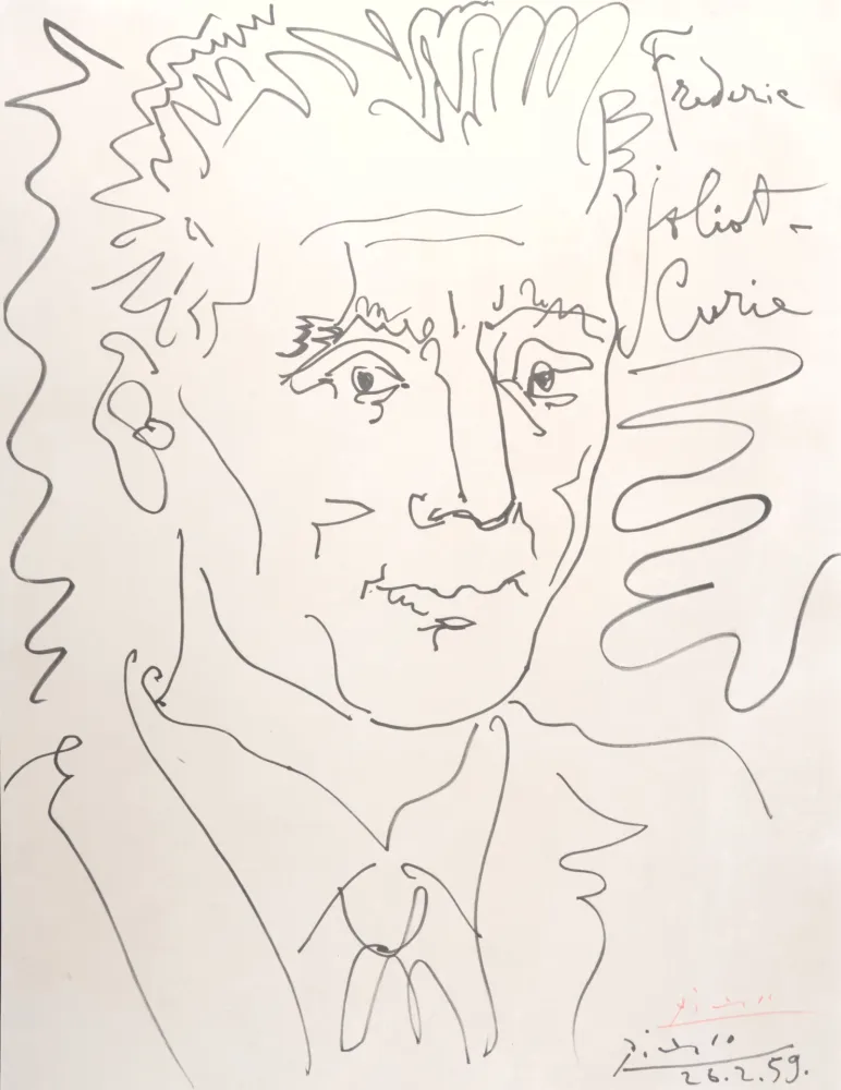 Lithografie Picasso (After) - Portrait de Frédéric Joliot-Curie, 1959