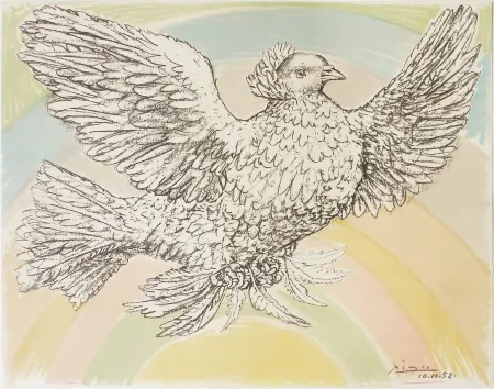 Lithografie Picasso - Colombe à l'Arc en Ciel