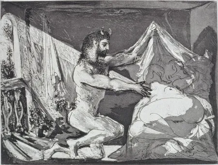 Ets En Aquatint Picasso - Faune dévoilant une femme