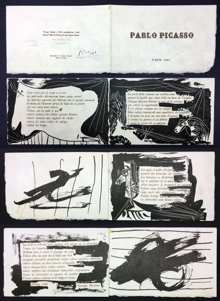 Geïllustreerd Boek Picasso - Georges Hugnet : PABLO PICASSO (Paris, 1941). 