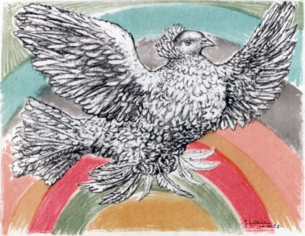 Lithografie Picasso - Le Colomb Volant  - The Flying Dove with a Rainbow
