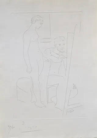 Gravure Picasso - Le Modele Nu (B78)