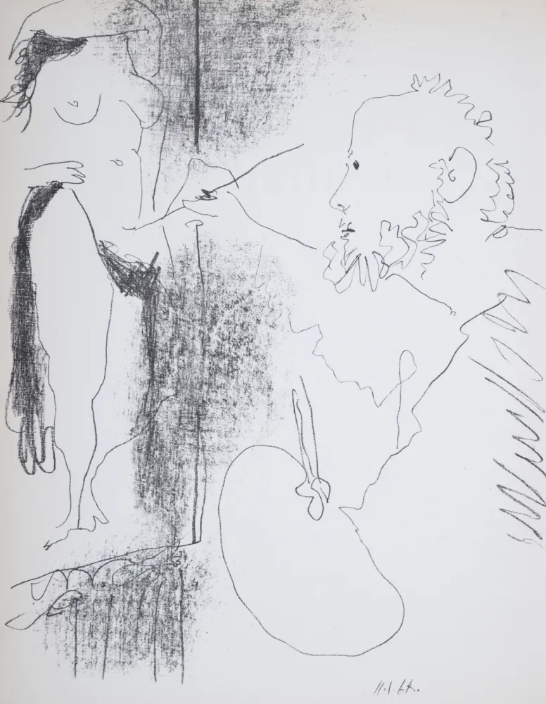 Lithografie Picasso - Le Peintre et son Modèle, 1964