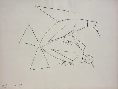 Lithografie Picasso - Les Deux Tourterelles II (B. 406) Two Turtle-doves