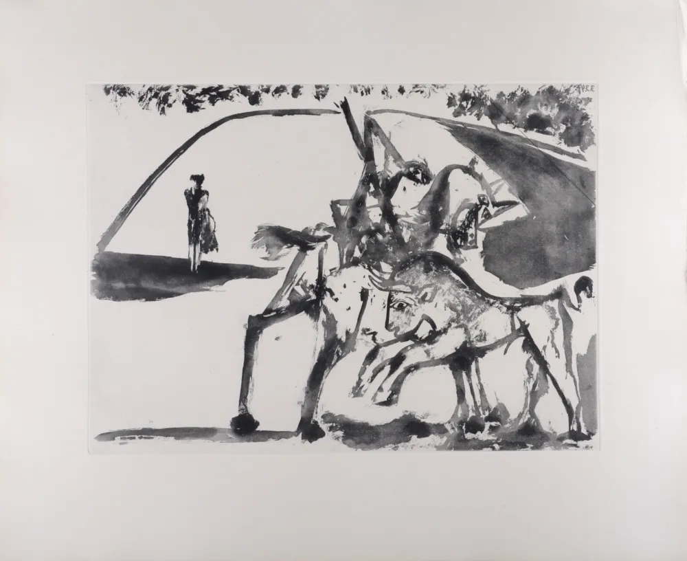 Aquatint Picasso - Picador et Torero dans l'arène, 1947