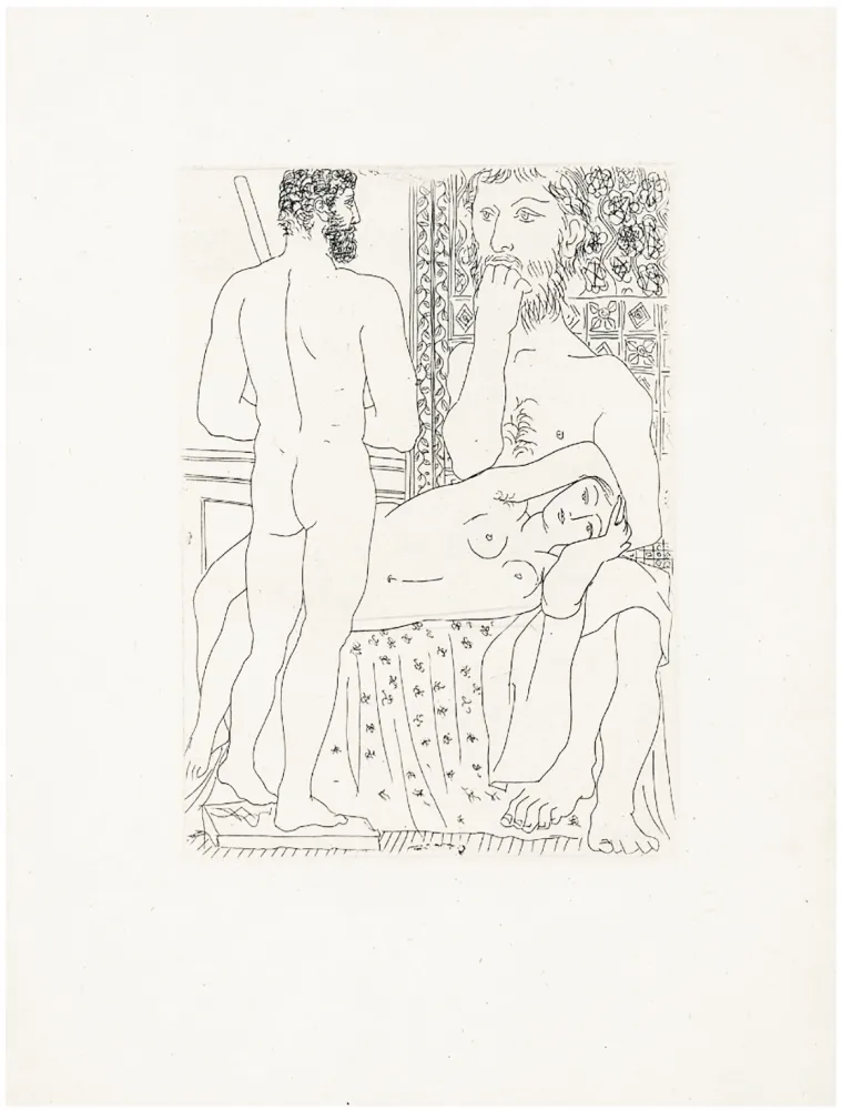Ets Picasso - Sculpteur, modèle couché et sculpture (Suite Vollard, pl. 37) - 1933
