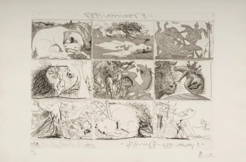 Ets En Aquatint Picasso - Sueno y Mentira de Franco