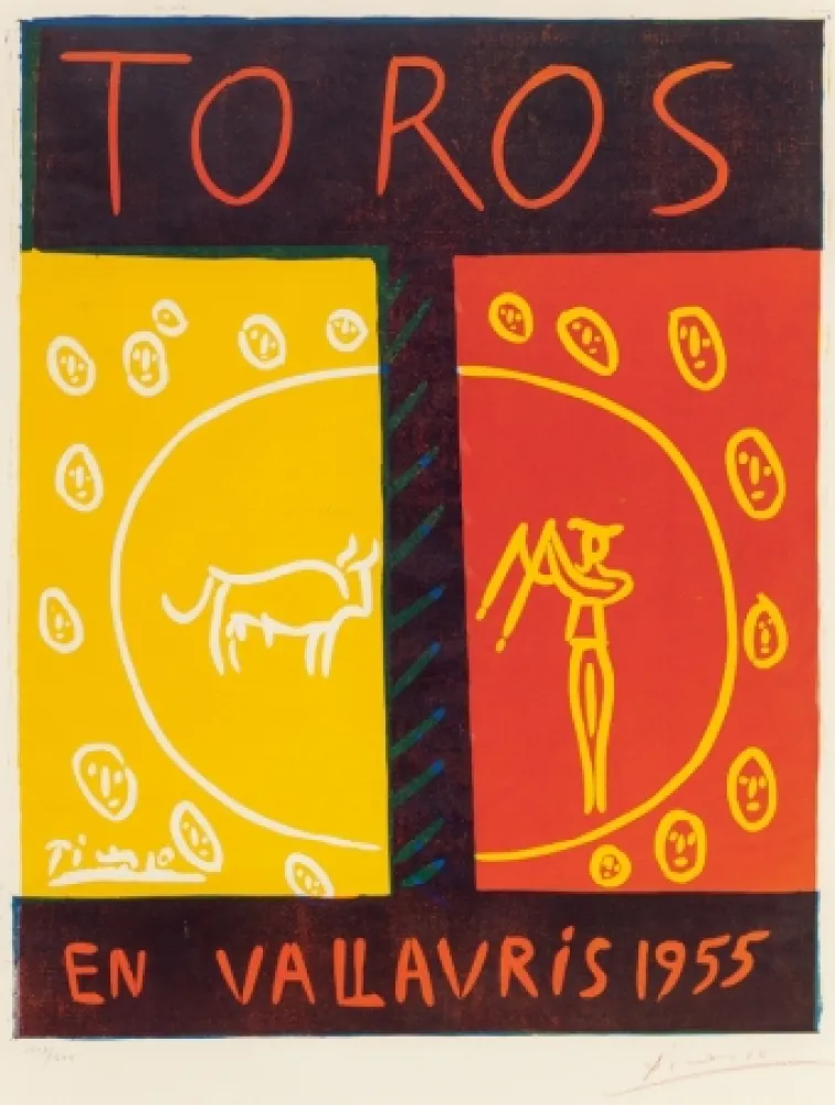 Linosnede Picasso - Toros en Vallauris (Bulls in Vallauris ),1955