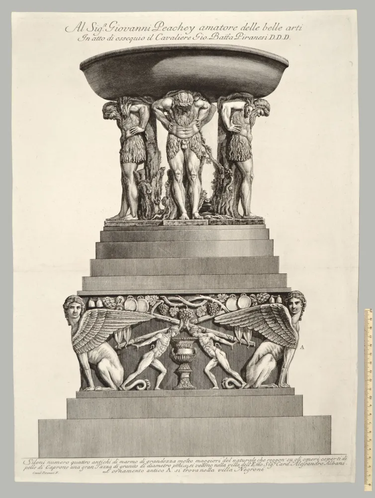 Ets Piranesi - VASCA DI GRANITO SORRETTA DA QUATTRO FAUNI