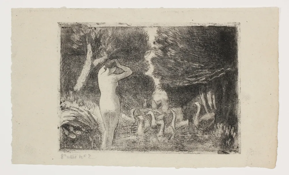 Ets En Aquatint Pissarro - Baigneuse aux Oies