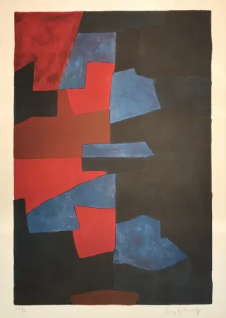Lithografie Poliakoff - Composition in red, blue, and black