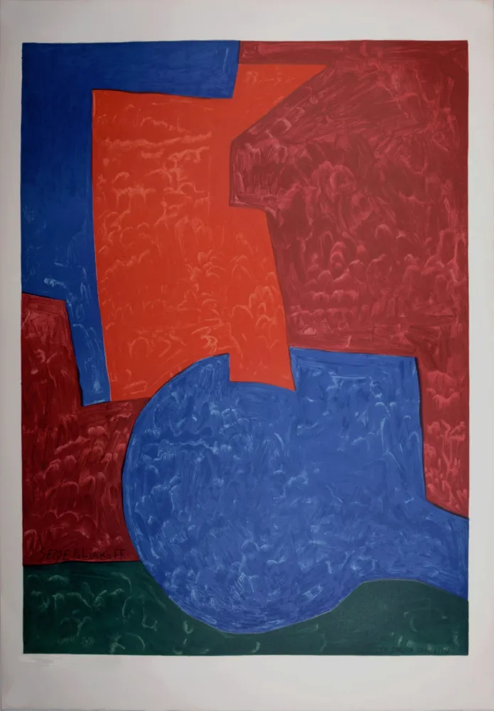 Lithografie Poliakoff - Composition in Red, Blue and Green, 1975