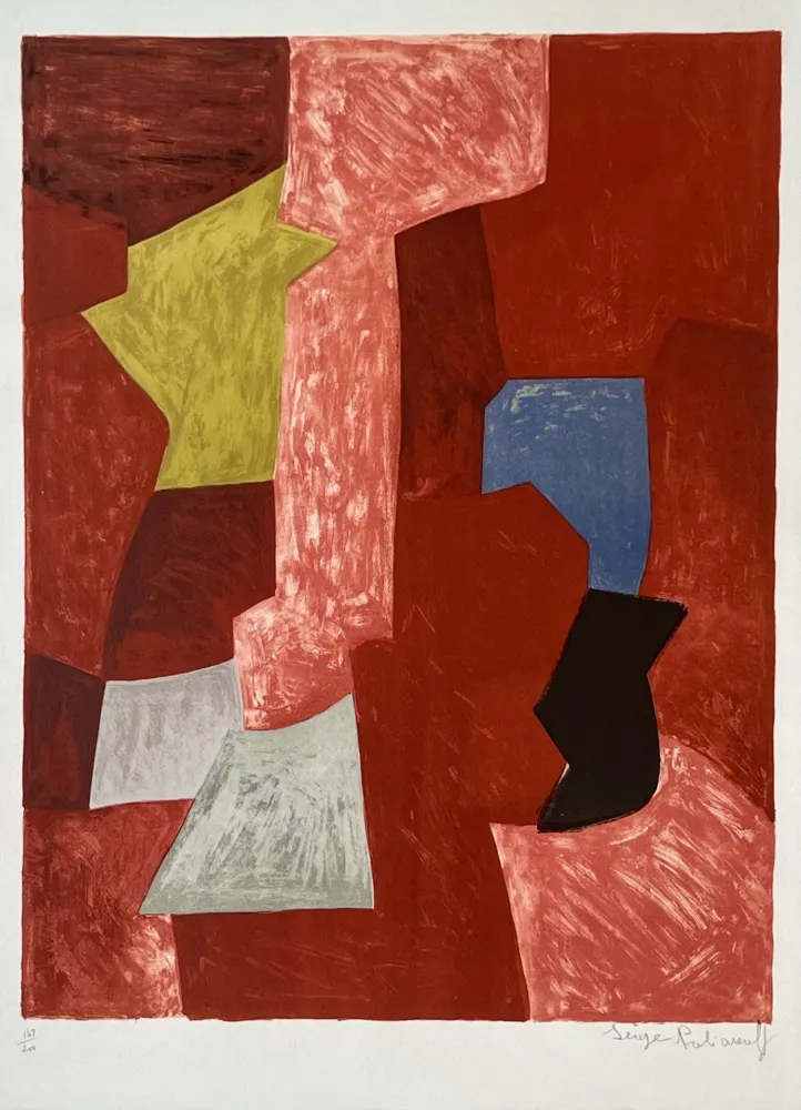 Lithografie Poliakoff - Composition rouge, jaune et bleue L13 